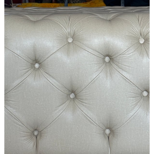 Animal Skin Tufted Leather Ottoman For Sale - Image 7 of 10