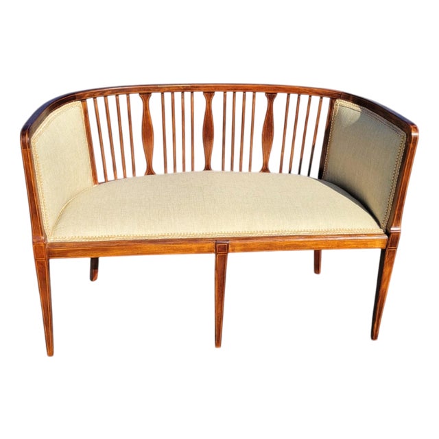 1920s Edwardian English Window Bench Refinished Upholstered Seat For Sale
