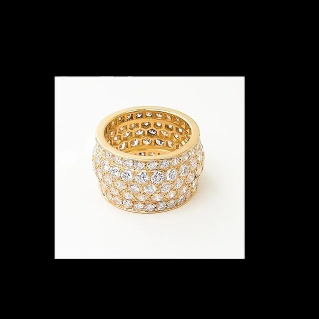 2000 - 2009 Cartier Nigeria 18k Yellow Gold Diamond Wide Band Ring Size 53 For Sale - Image 5 of 12