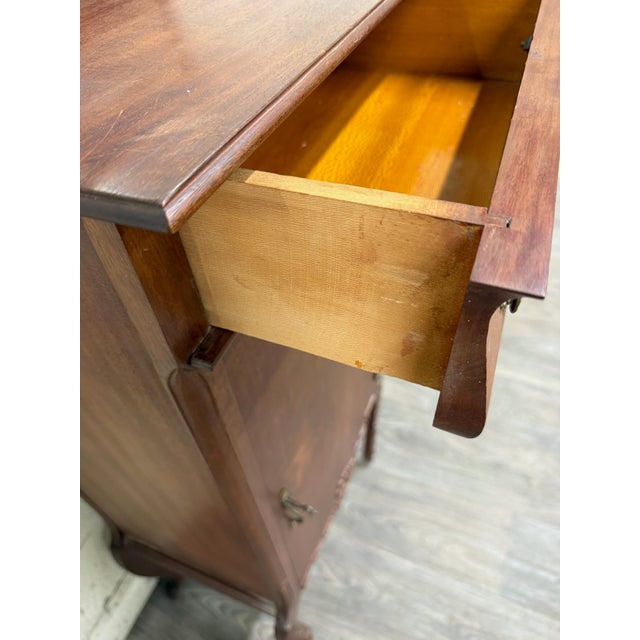 Brown Antique Victorian Rococo Revival Mahogany Music Cabinet For Sale - Image 8 of 11