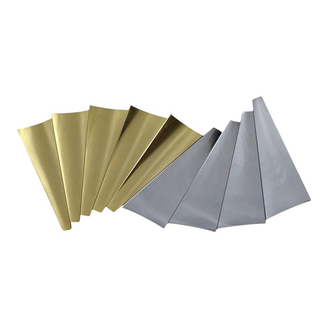 Curtis Jere Outfold Silver and Gold Wave Wall Sculpture Vintage 1985 For Sale