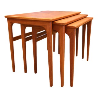 Vintage Danish Nesting Tables in Teak, 1960s, Set of 3 For Sale