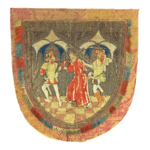 Antique 17th C. Or Earlier Renaissance Medieval Embroidered Tapestry With Jesus Carrying Cross at Calvary