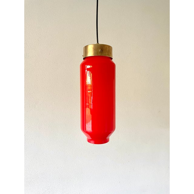 Mid-Century Modern Red Pendant Light attributed to Vetreria Vistosi Murano, 1960s For Sale - Image 9 of 15
