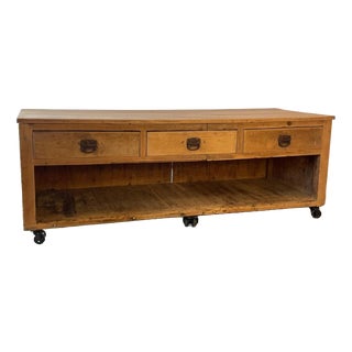 Vintage Industrial Beech and Sycamore Bakers Table For Sale