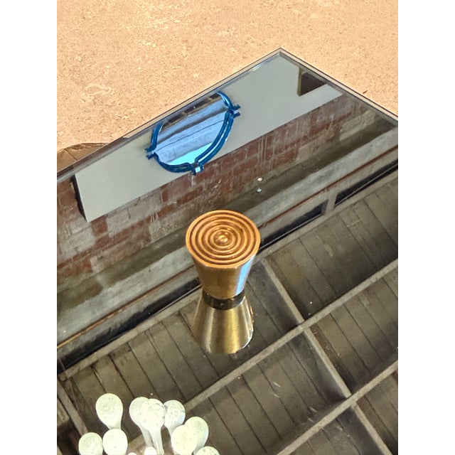 Brown Italian Mid-Century Wood and Mirrored Box With Brass Knob, 1960s For Sale - Image 8 of 9