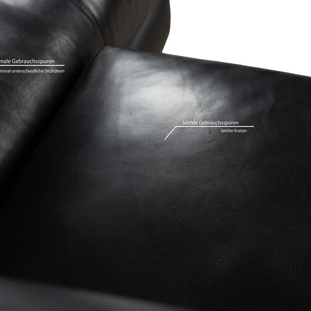 Set of Hamilton Corner Sofa in Black Leather and Coffee Table in White Leather from Minotti For Sale - Image 5 of 17