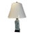 Mid 20th Century Chinese Hand Painted Green & Gold Porcelain Table Lamp With Shade For Sale