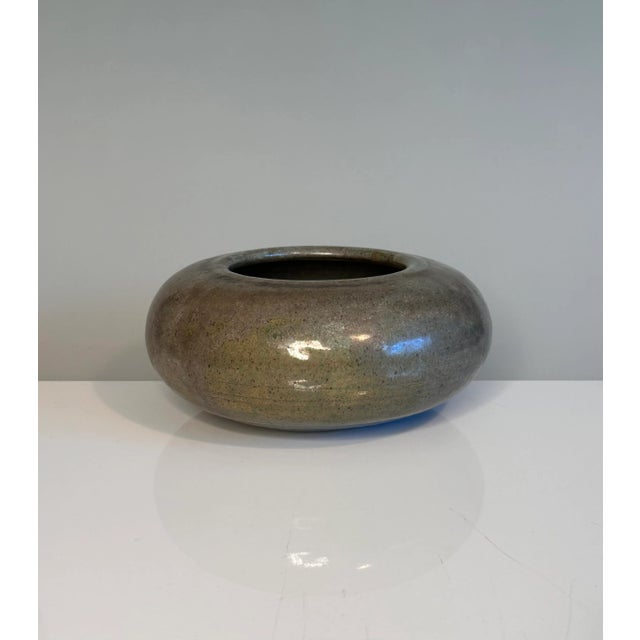 Flat-Shaped Studio Ceramic Art Vase Glazed in Crystal- and Run-Glaze Technique, West Germany, 1960s For Sale - Image 16 of 18