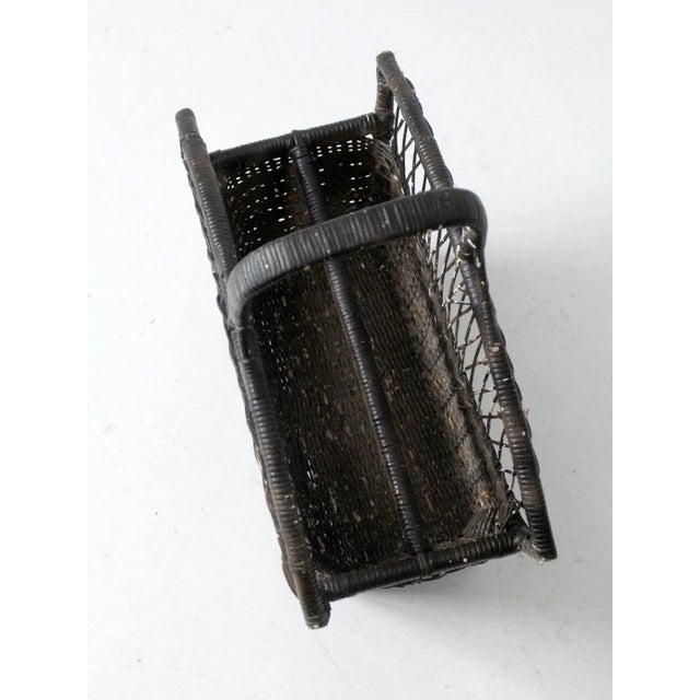 Vintage Wicker Magazine Rack For Sale - Image 9 of 12