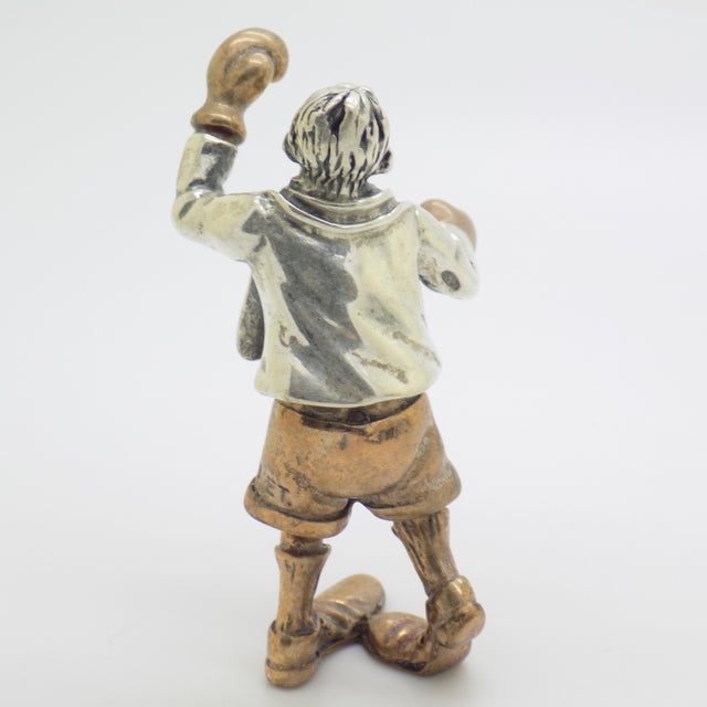 Goldenrod Vintage Italian Silver 800 and Brass Boxer Figurine by Angini, Tuscany, 1970s For Sale - Image 8 of 15
