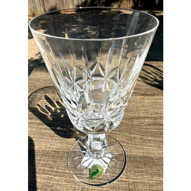 Transparent Late 20th Century Waterford Rosslare Crystal Water Goblets Set of 4 Signed Ireland-1 Original Tag For Sale - Image 8 of 8