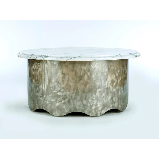 Enrico Bartolini Round Marble Coffee Table with Wave Base For Sale - Image 4 of 4