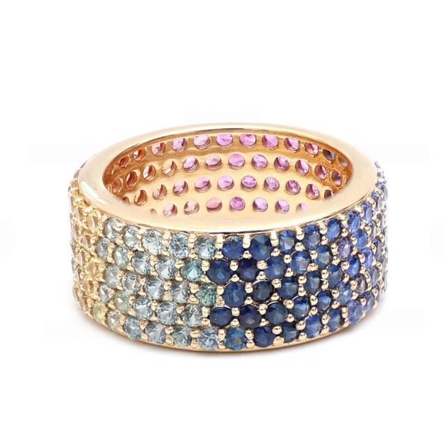 Contemporary Natural 4.65 cts rainbow sapphire ring in 18k gold For Sale - Image 3 of 18