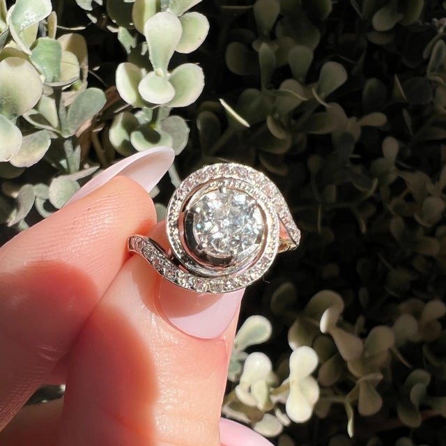 Contemporary Antique Diamond Tourbillon Ring, Size 5.75 For Sale - Image 3 of 5