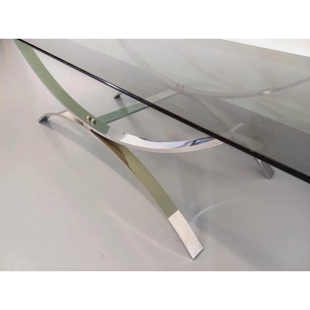 Vintage Coffee Table in Glass and Chromed Metal, 1970s For Sale - Image 6 of 9