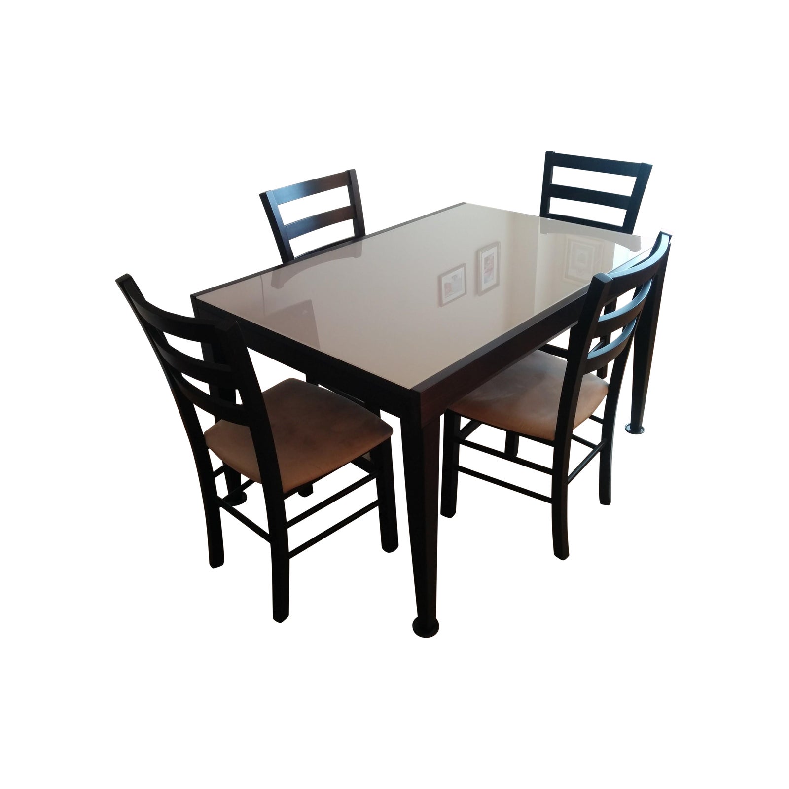 Macys Caf Latte Glass Top Dining Set Chairish Macys Caf Latte Glass Top Dining Set Chairish
