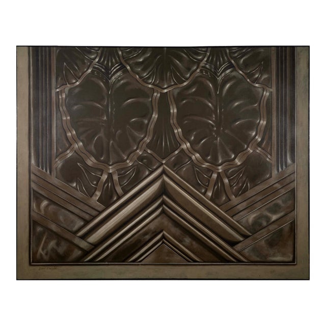 Dan Poole Deco Panel Signed 1984 Acrylic Contemporary Painting on Canvas Framed For Sale