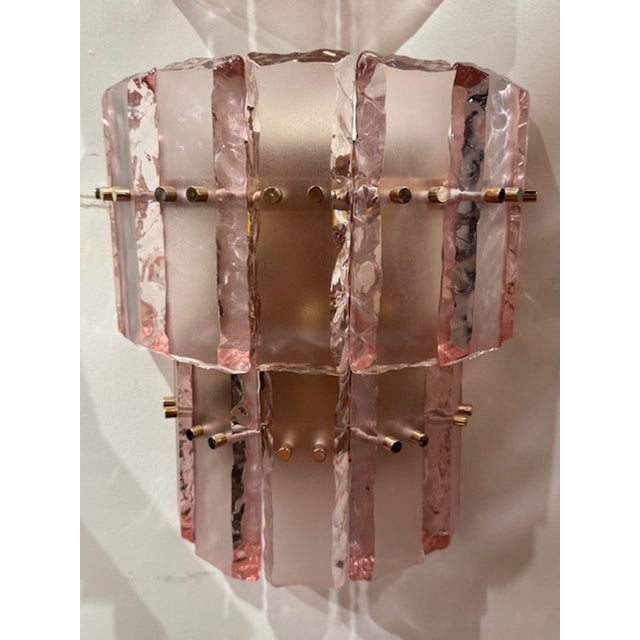Murano Pink Ice Block Wall Sconces For Sale - Image 4 of 5