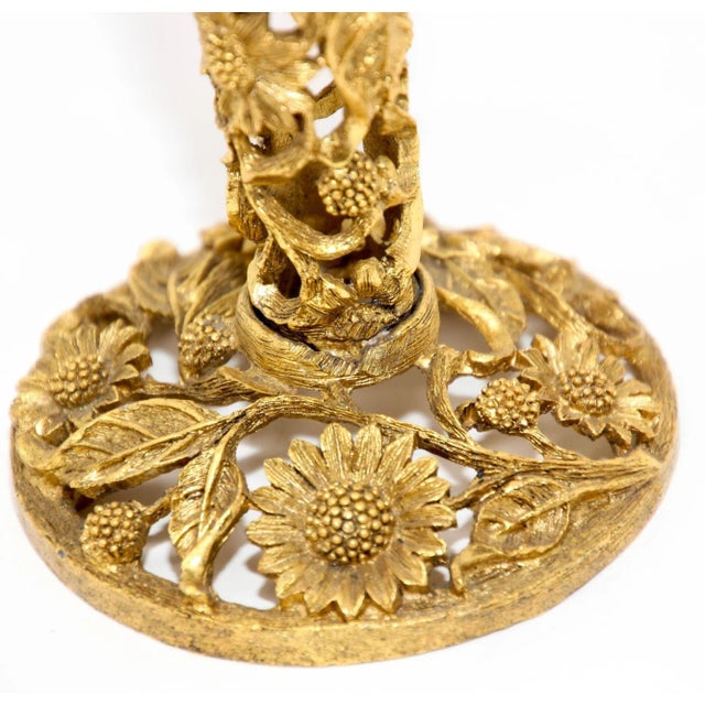 Vintage Matson Ormolu Gold Tone Metal Filigree Bud Vase Holder 1940's For Sale - Image 4 of 13