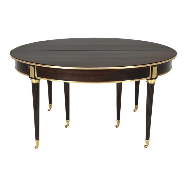 Antique French Directoire Solid Mahogany Dining Table, Exquisite Bronze Details For Sale