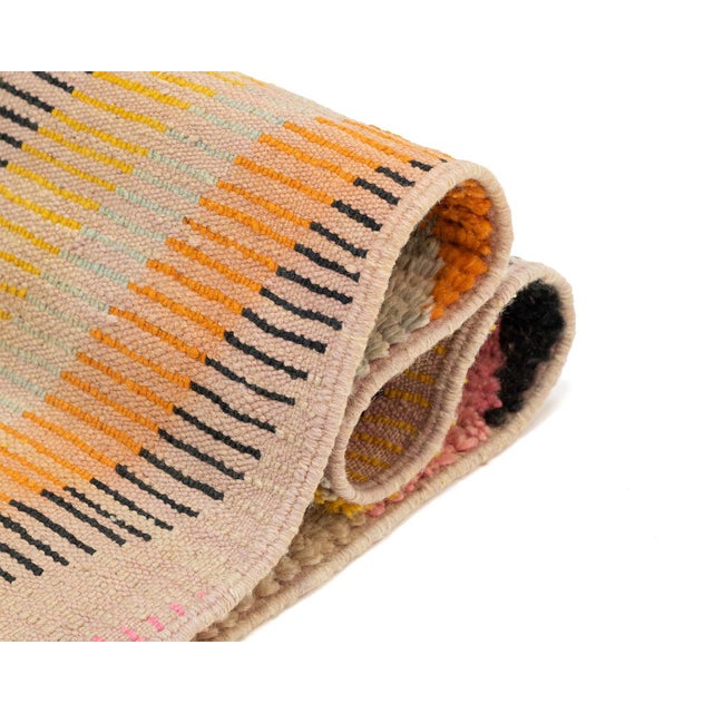 Bold Diagonal Stripe Hand-Knotted Moroccan Wool Runner | 12'11" X 2'7" | One of a Kind For Sale - Image 6 of 10