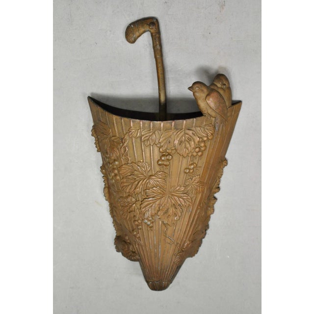 Antique French Art Nouveau Cast Metal Figural Umbrella Form Wall Pocket For Sale - Image 15 of 16