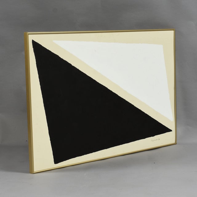 1988 Black and White Geometric Colorfield Painting Signed Figuerdo For Sale - Image 4 of 13