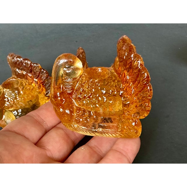 Amber Glass Turkey Candlestick Holders Thanksgiving Decor For Sale - Image 12 of 13