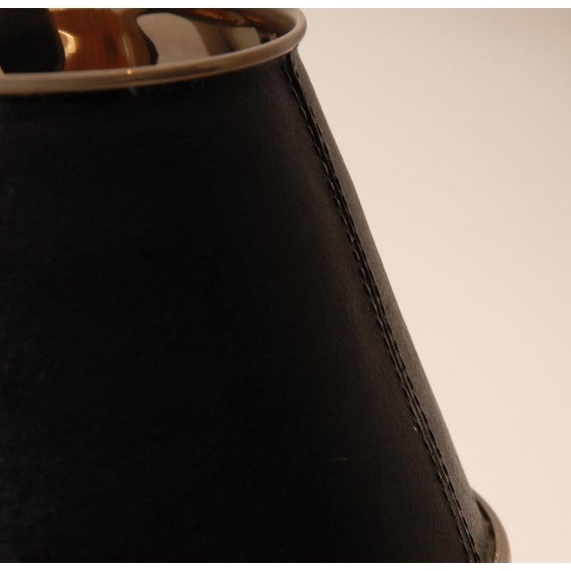 Art Deco Chrome Table Lamp Leather and Polished Chrome 2 Light Lamp Modern For Sale - Image 6 of 10