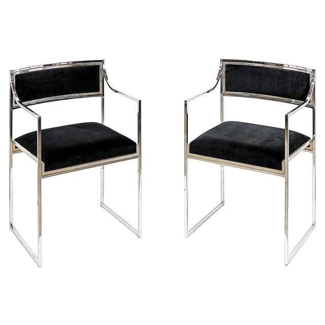 Mid-Century Modern Italian Chrome and Velvet Chairs, 1970s, Set of 6 For Sale - Image 12 of 13