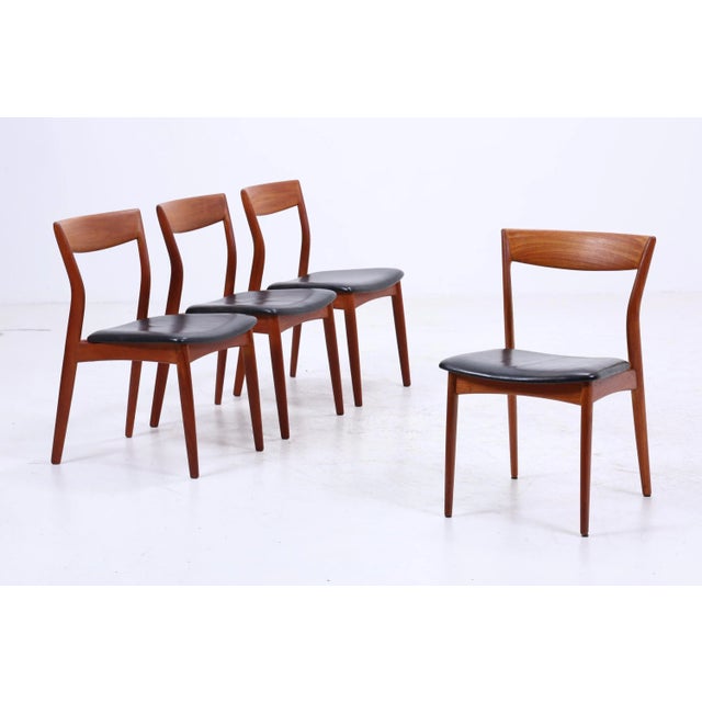 Mid-Century Danish Leather and Teak Chairs by R. Borregaard for Viborg, Set of 4 For Sale - Image 11 of 11