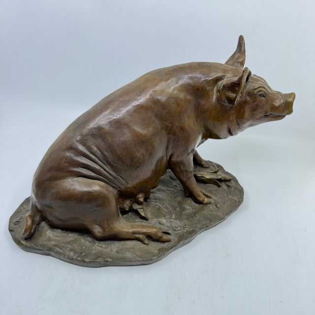 90's W.H. Turner Bronze Sow Sculpture Details: The Sow is a prominent cast and patinated bronze sculpture created in 1992...