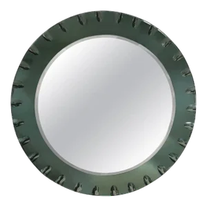 1950s Italian Modern Green Beveled Mirror Inspired by Fontana Arte