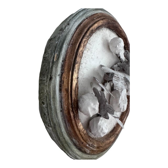 2020s Paper Mache Fig Branch in Cartapesta Round Frame For Sale - Image 5 of 9