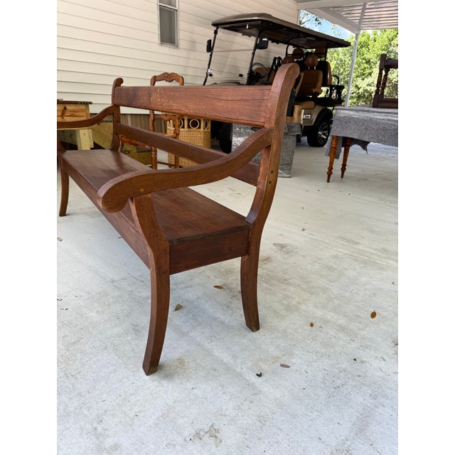 Antique English Oak Bench For Sale - Image 4 of 8