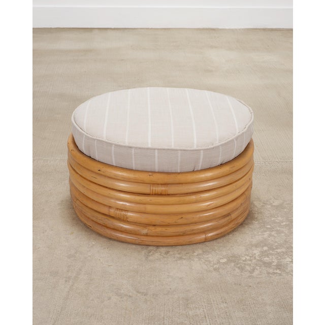 Mid-Century 7 Strand Paul Frankl Style Stacked Rattan Ottoman For Sale - Image 17 of 18