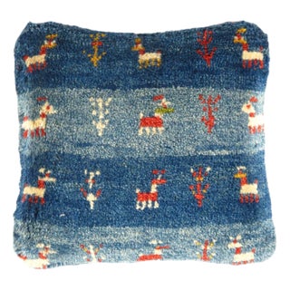 Pasargad DC Fine Hand Knotted Persian Gabbeh Pillow For Sale