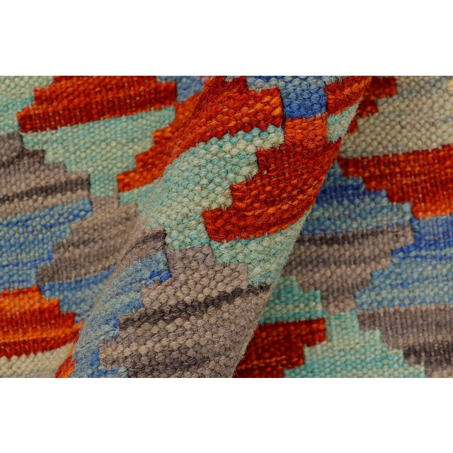 Textile Bohemian Turkish Kilim Gold Rust Hand-Woven Wool Rug For Sale - Image 7 of 9