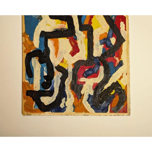 Vintage Double-Sided Painting, CoBrA-Style Abstraction & Mystical Figures 1950s For Sale - Image 4 of 6