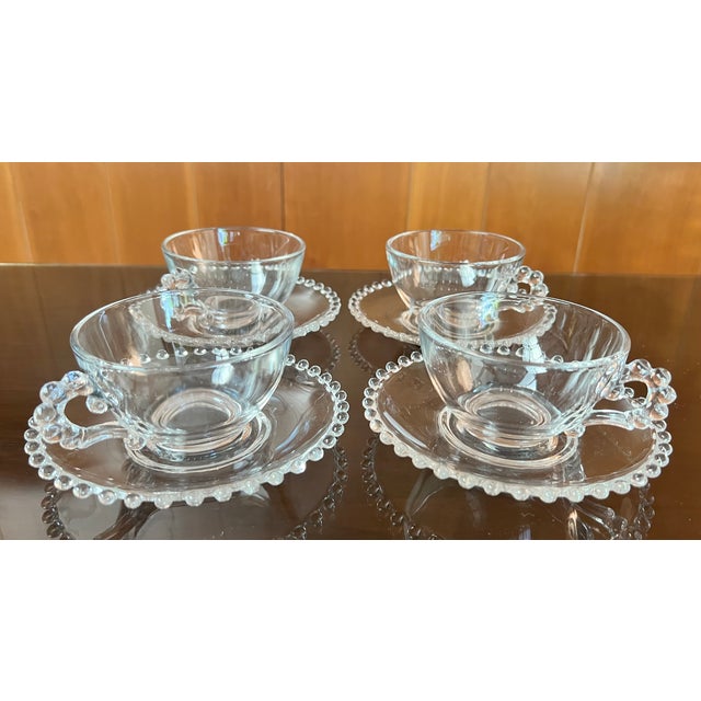 Transparent Vintage Imperial Candlewick Cup and Saucer - Set of 4 For Sale - Image 8 of 10