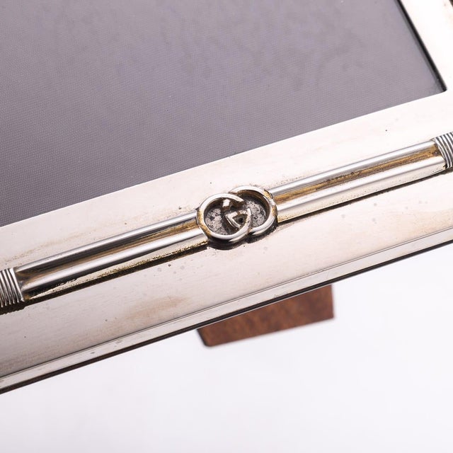 Brown Vintage Italian Silver Plated-Photograph Frame from Gucci, 1920s For Sale - Image 8 of 10