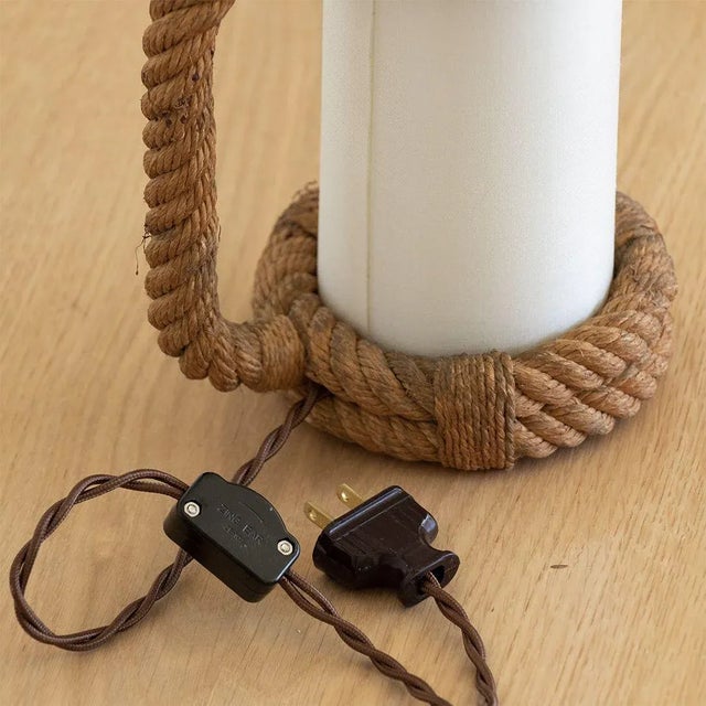 Brown 1950s Rope Lantern Lamp by Audoux-Minet For Sale - Image 8 of 10