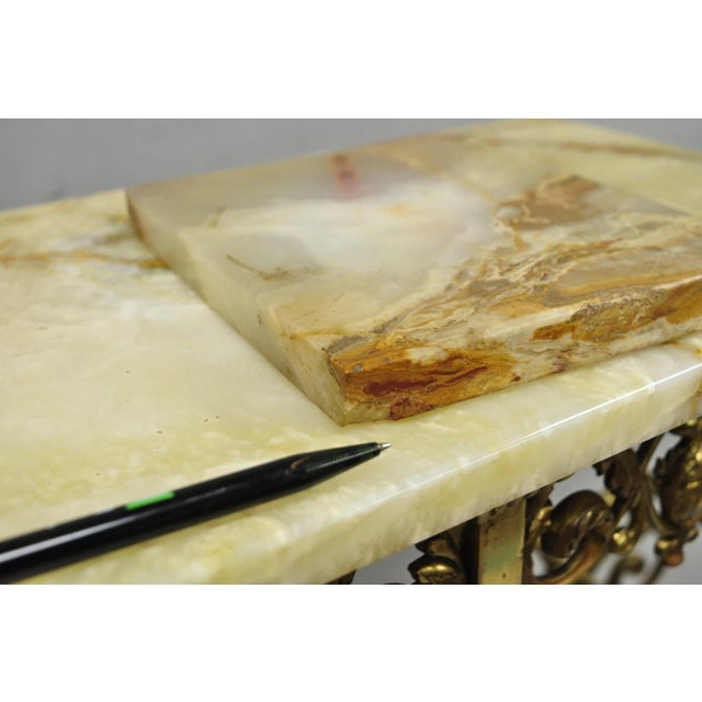 Antique Victorian Brass & Onyx Ornate Tiered Etagere Curio Display Stand Shelf For Sale - Image 18 of 18