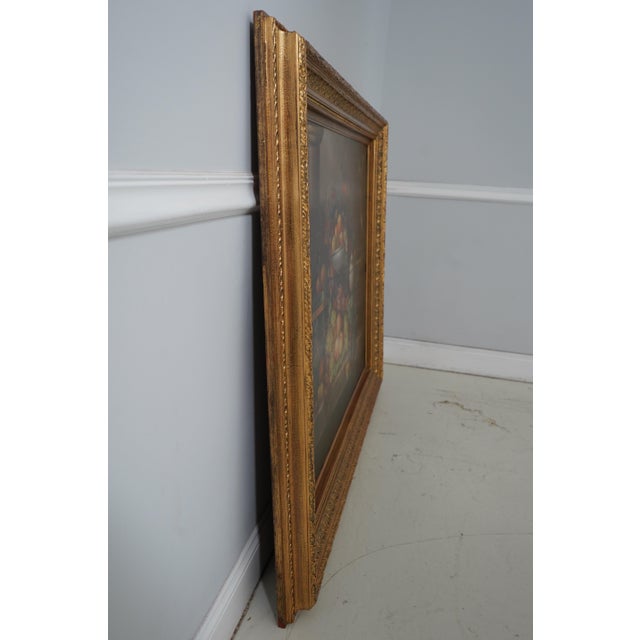 Age: Approx. 50 Years Old Details: Vibrant Colors & Details Gold Finish Frame Artist Signed Large Impressive Painting High...