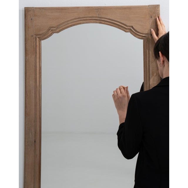 Cream 19th Century French Pair of Oak Wall Mirrors, Tall Format For Sale - Image 8 of 8