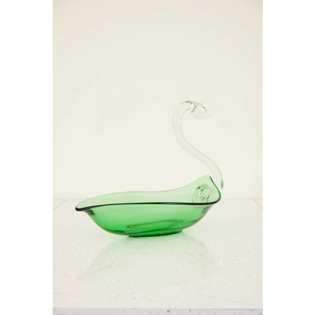 1950s Vintage Mid-Century Modern Glass Sculptural Swan Dish For Sale - Image 5 of 10