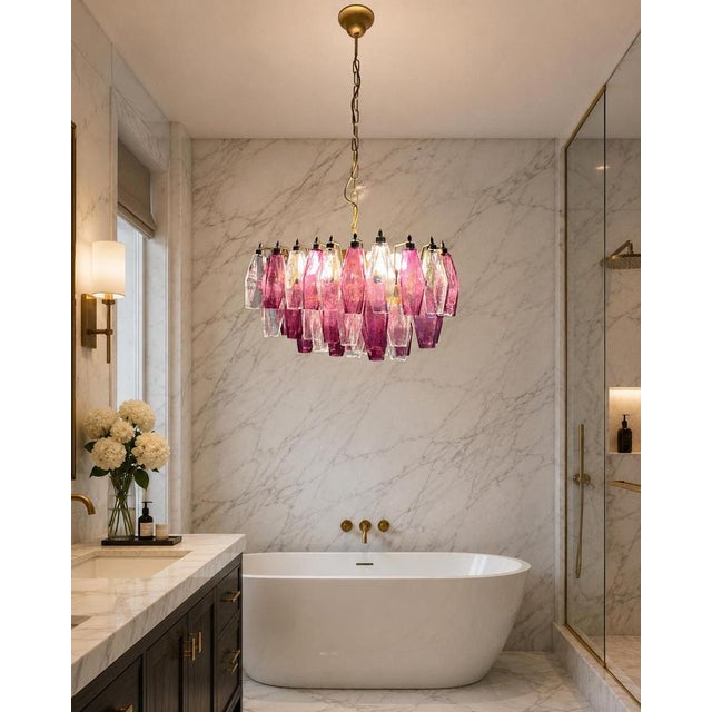 Metal Italian Chandeliers Murano Glass, 1990, Set of 2 For Sale - Image 7 of 11