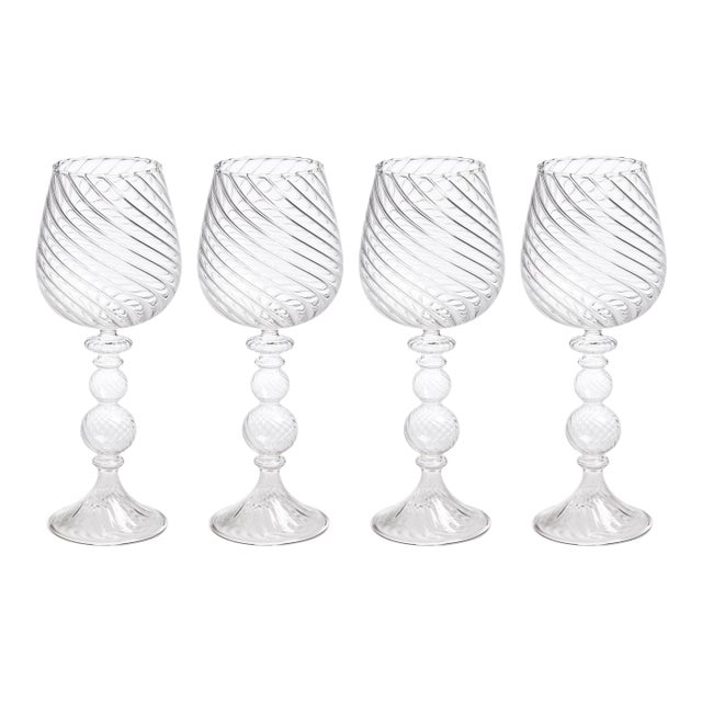 Rialto Twisted Optic Red Wine Glasses, Set of 4 For Sale