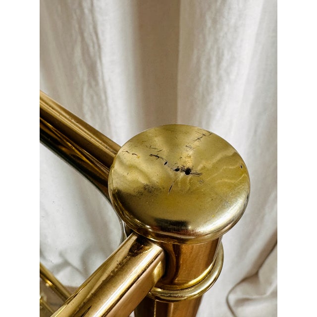 Gold Brass-Plating & Glass Four-Tier Shelf, 1970s For Sale - Image 8 of 10